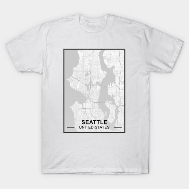 Seattle Map T-Shirt by djhyman